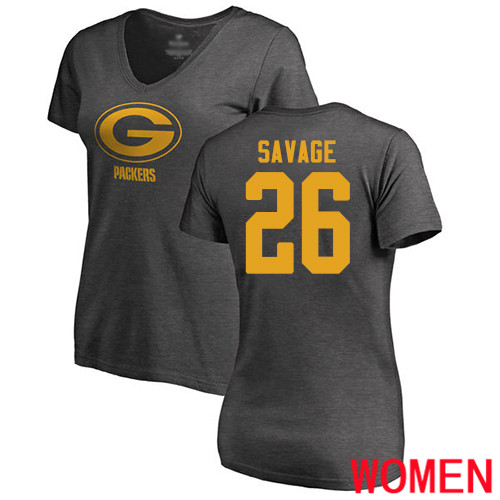 Green Bay Packers Ash Women #26 Savage Darnell One Color Nike NFL T Shirt->nfl t-shirts->Sports Accessory